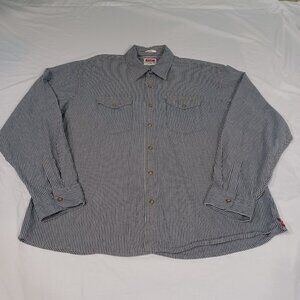 Wrangler Indigo Shirt Mens 3XL Denim Striped Pearl Snap Train Conductor Western